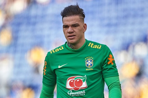 Ederson in action for Brazil